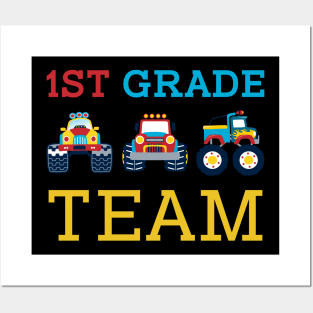 Monster Truck Team 1st Grade Back To School Teacher Student Posters and Art